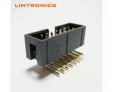 2.54mm shrouded male header RA through hole thick gold